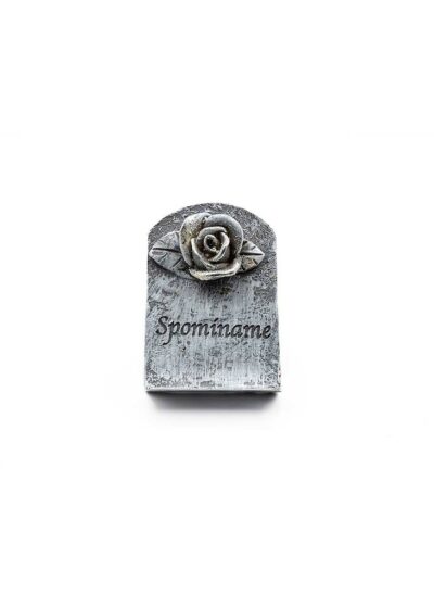 Náhrobný kameň „Spomíname“ s ružou