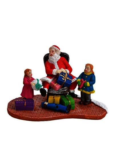 Weihnachtsmann mit Kindern und Geschenken