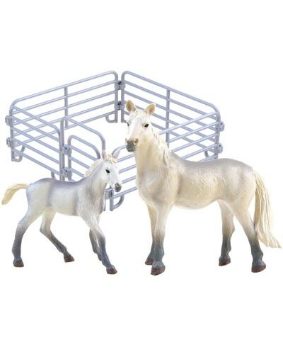 White-gray mare and foal