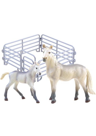 White-gray mare and foal