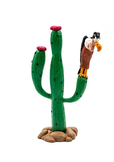 Indian Death Wheel / Cactus with Vulture