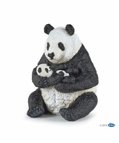 Panda držiaca mláďa v náručí