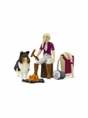 Dievča na opekačke so psom