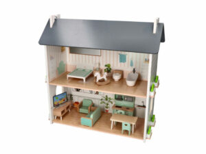 Drevený zariadený domček pre bábiky